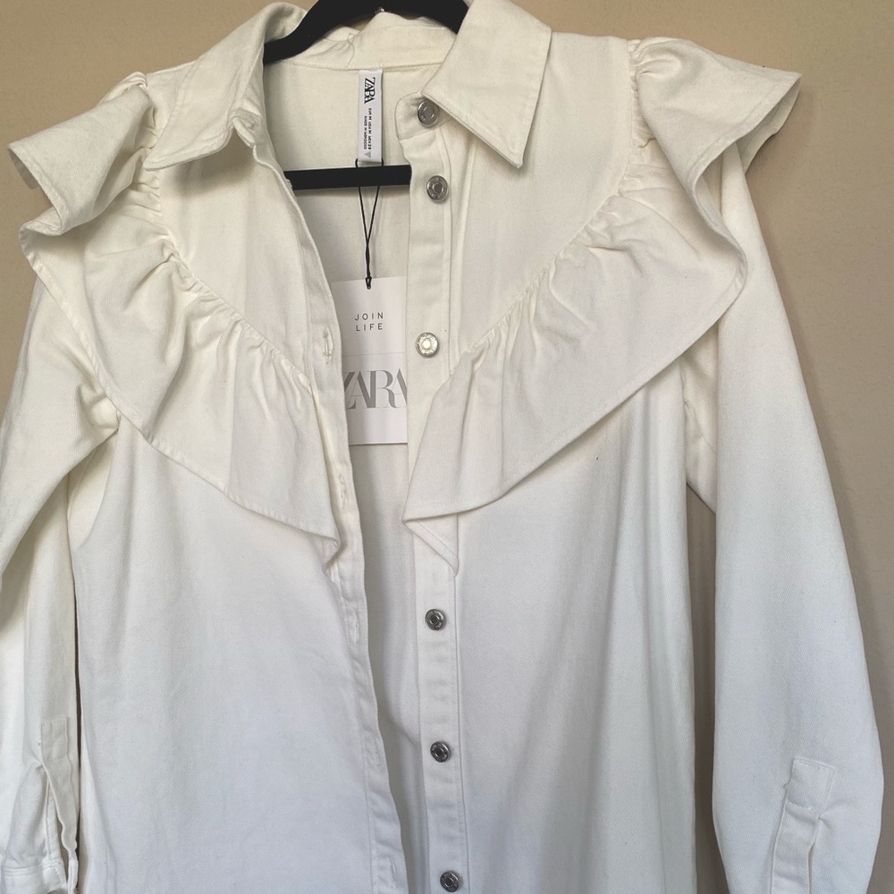 White denim shirt dress